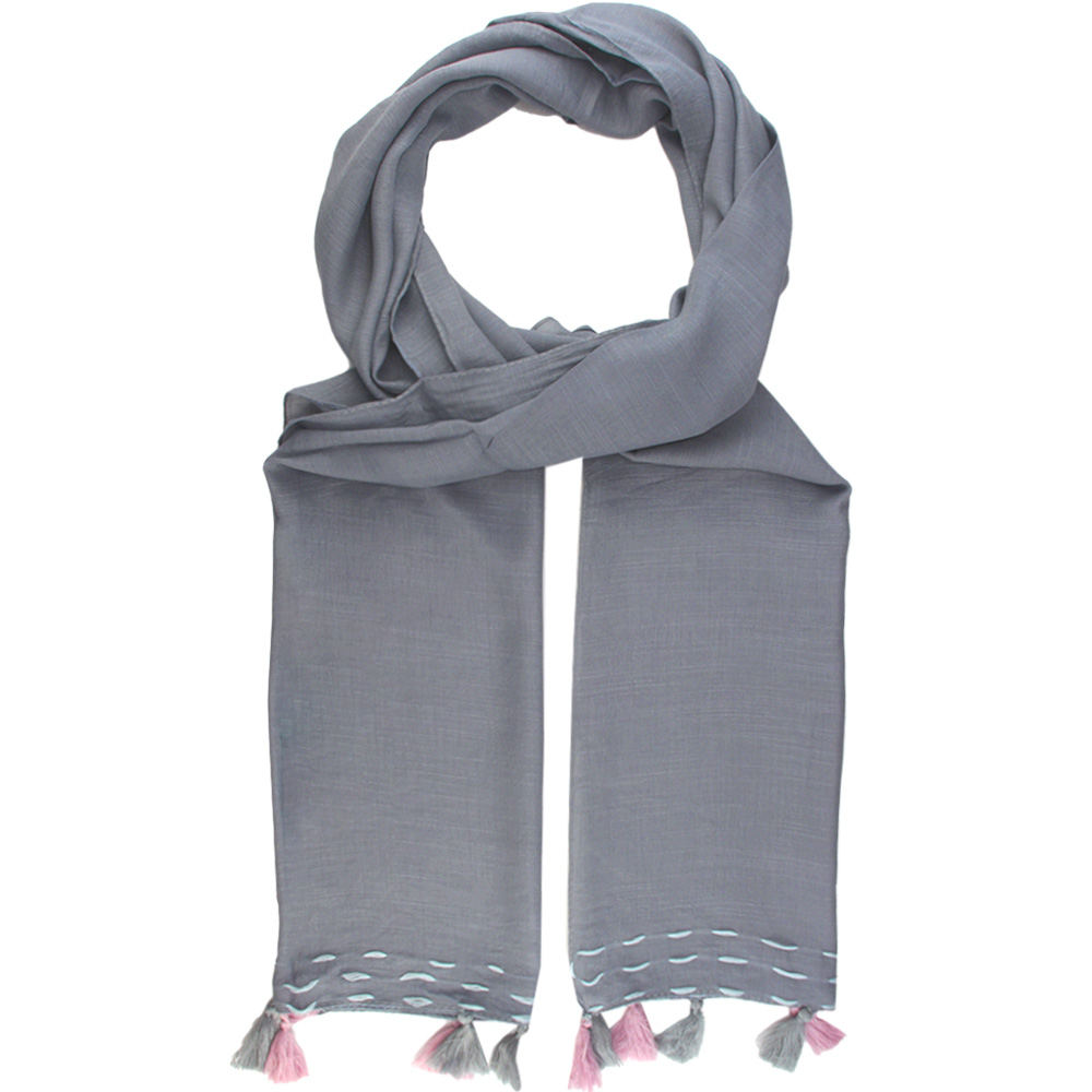 شال حاشیه کوک طوسی کد 47003